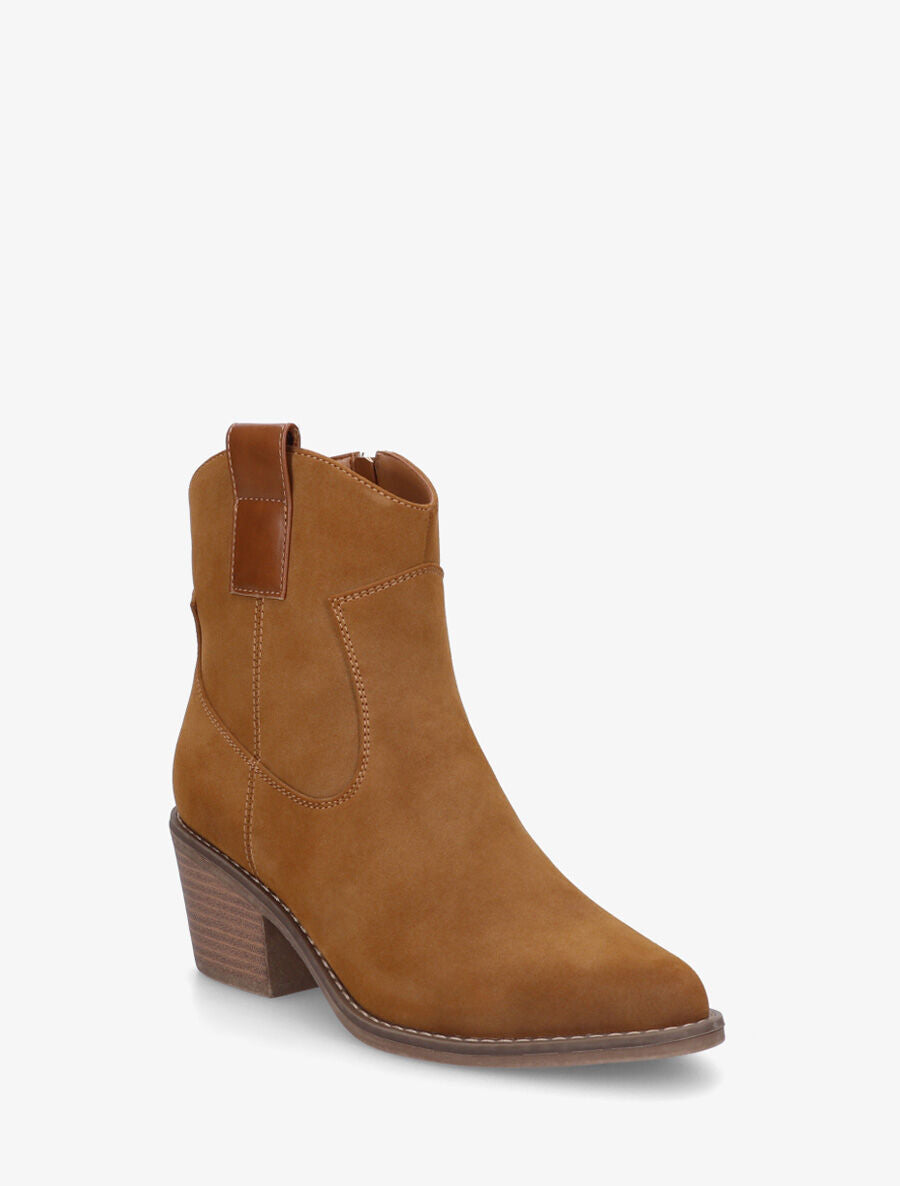 Bottines unies style santiags - Camel - 2