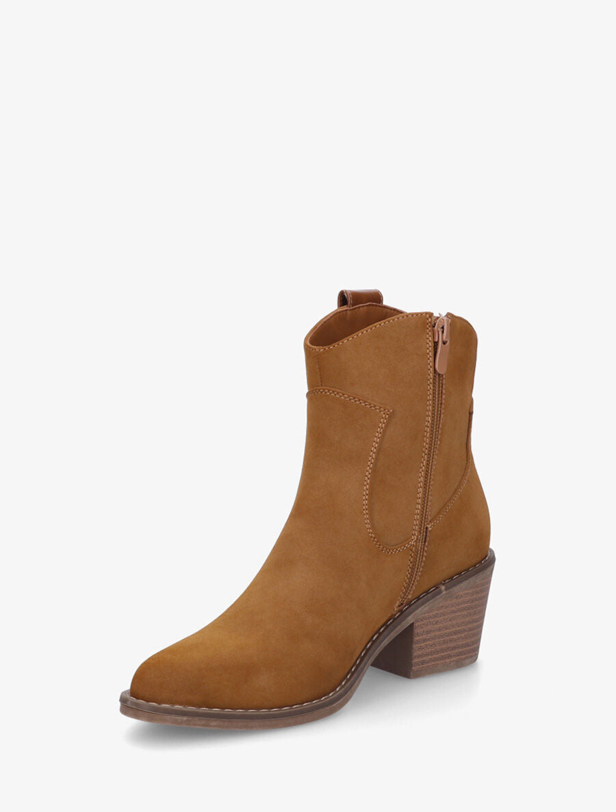 Bottines unies style santiags - Camel - 3