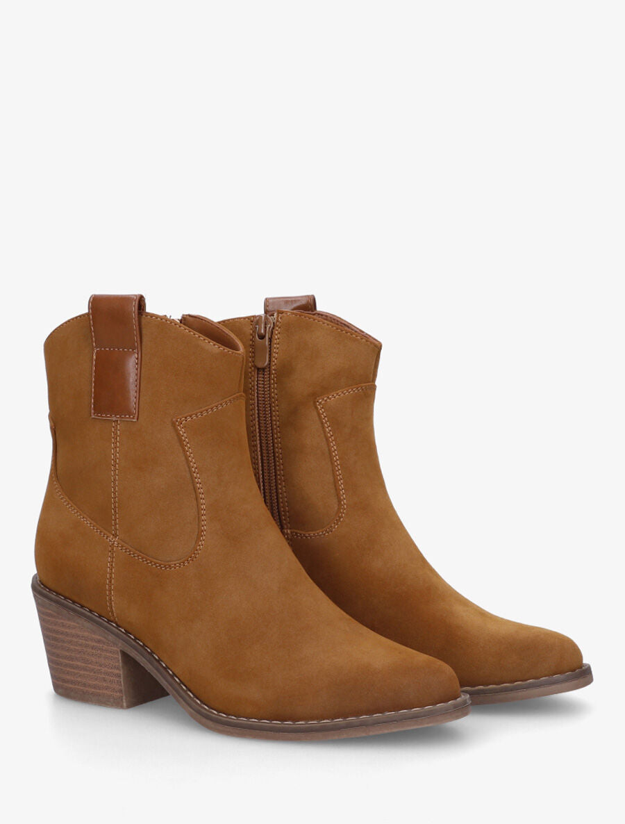 Bottines unies style santiags - Camel - 4
