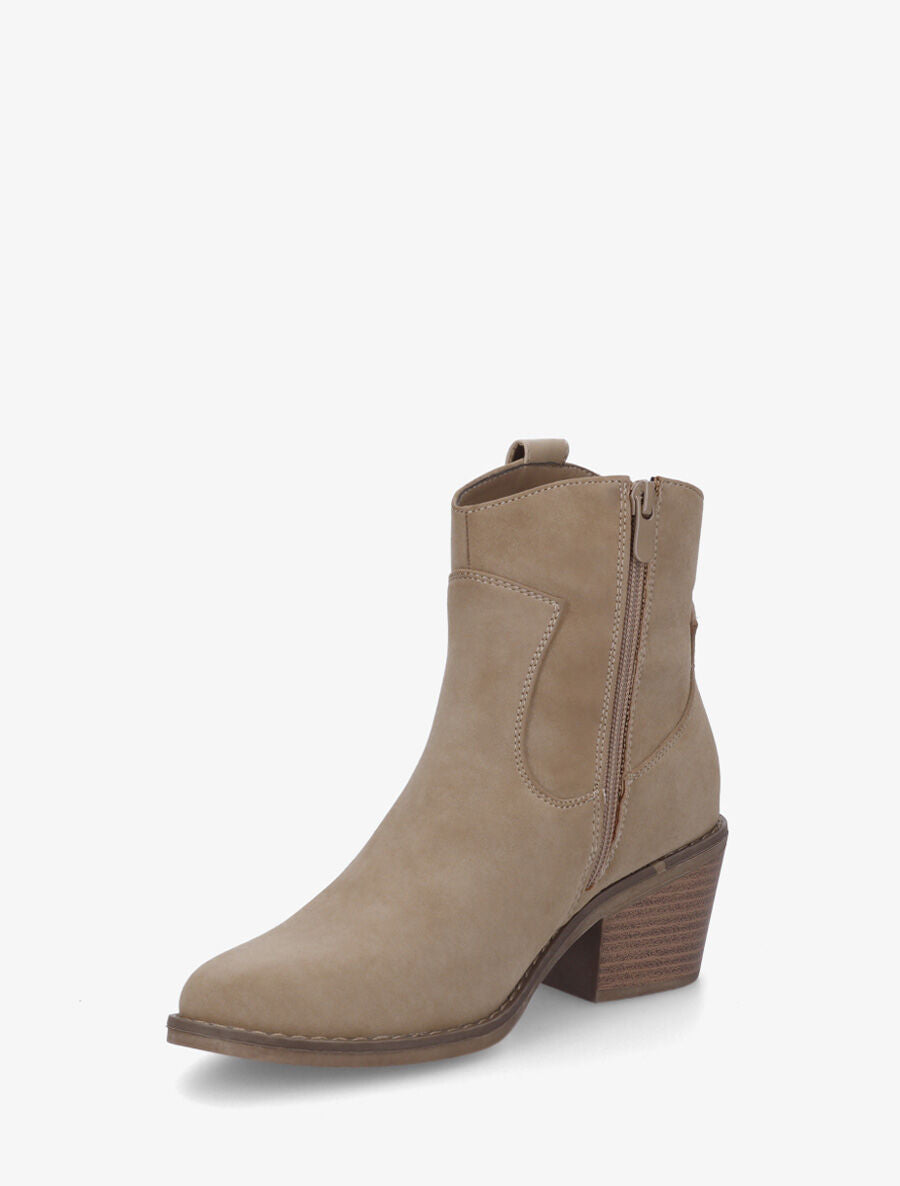 Bottines unies style santiags - Taupe - 3