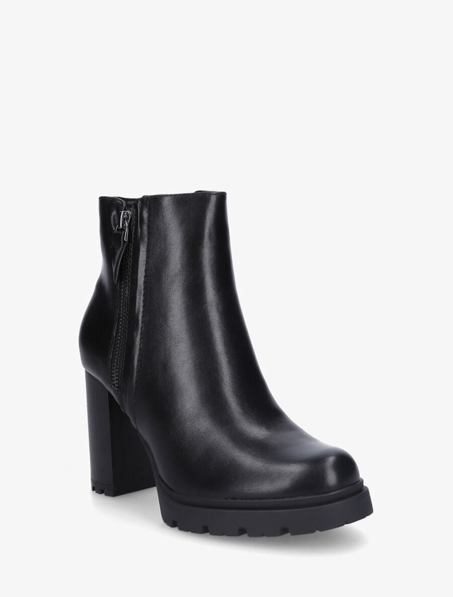 Bottines à talon haut et zip décoratif - Noir - 2