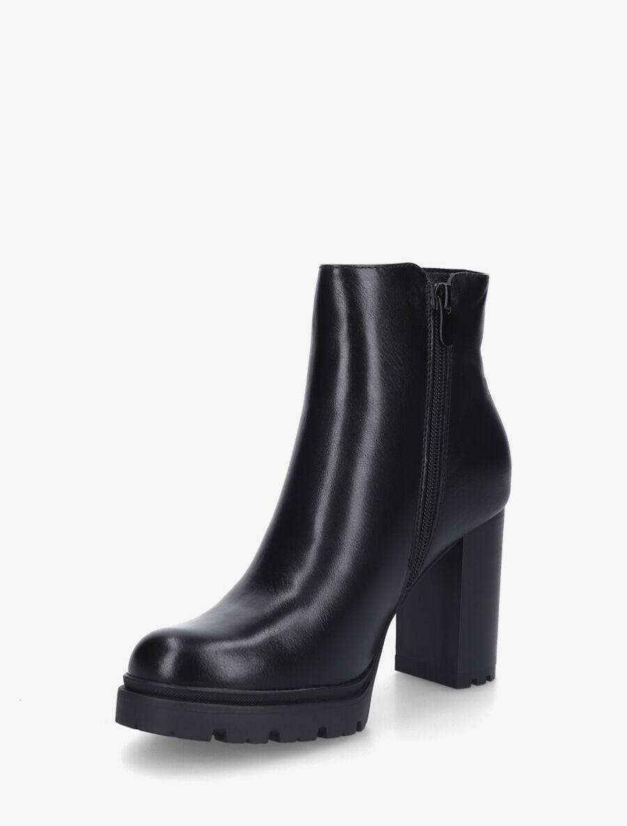 Bottines à talon haut et zip décoratif - Noir - 3