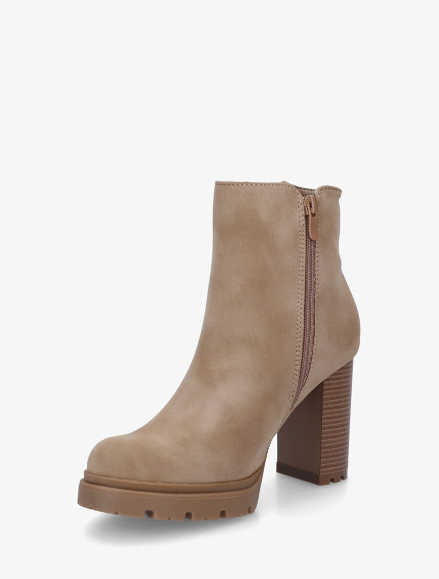 Bottines à talon haut et zip décoratif - Taupe - 3