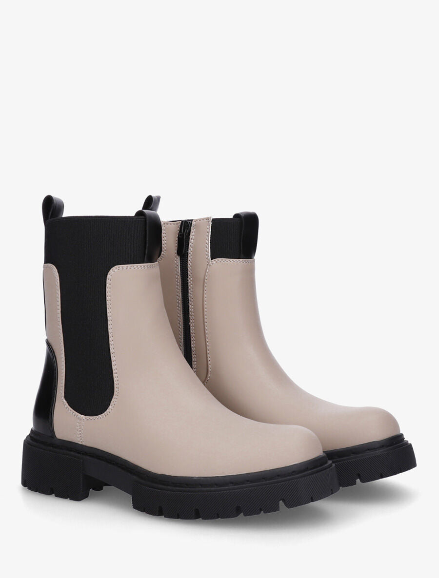 Bottines en simili style chelsea - Beige - 4