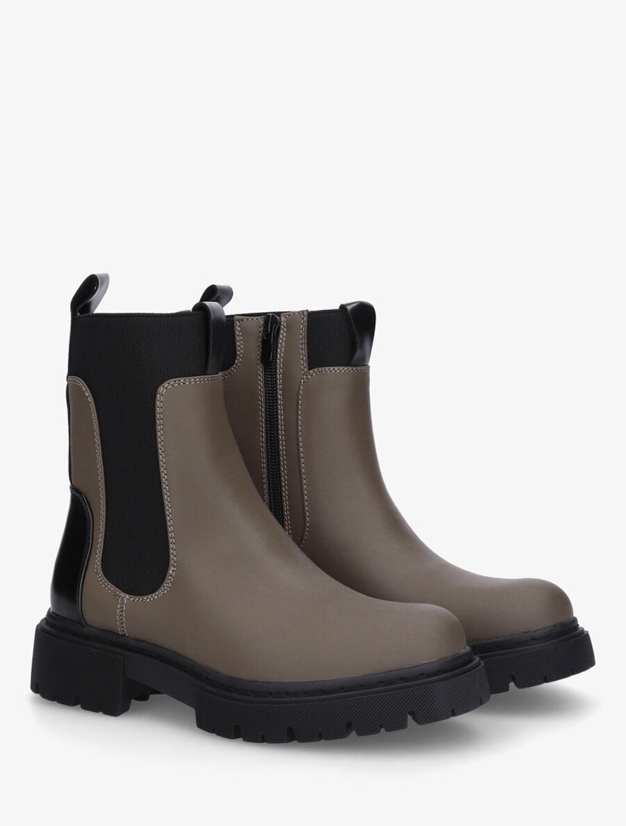 Bottines en simili style chelsea - Kaki - 4