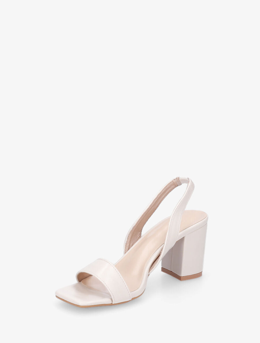 Sandales en simili à talon - Beige - 3