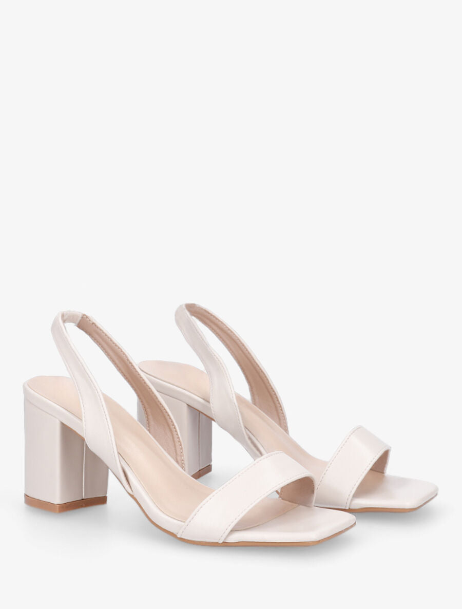 Sandales en simili à talon - Beige - 4