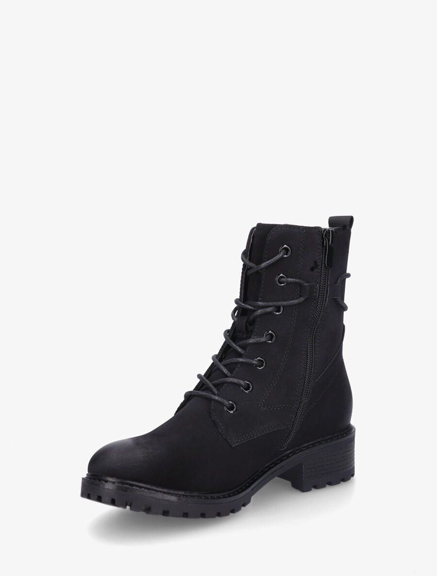 Bottines montantes en simili à lacets - Noir - 3