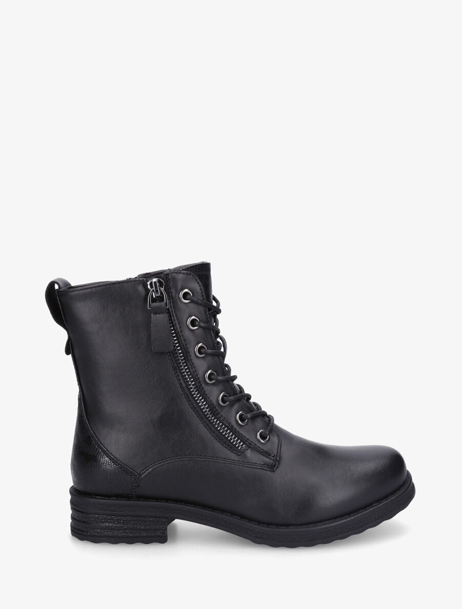 Bottines en simili à contrefort effet python - Noir - 5