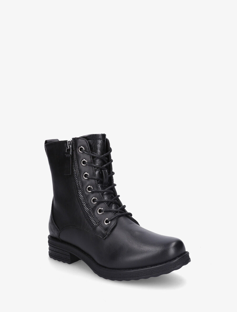 Bottines en simili à contrefort effet python - Noir - 2