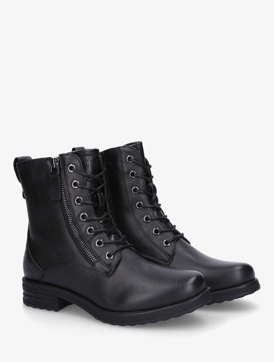 Bottines en simili à contrefort effet python - Noir - 4