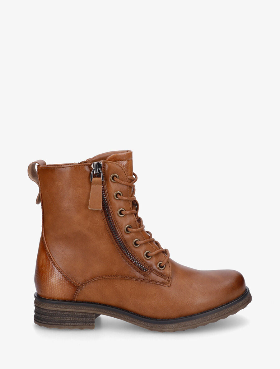 Bottines en simili à contrefort effet python - Camel - 1