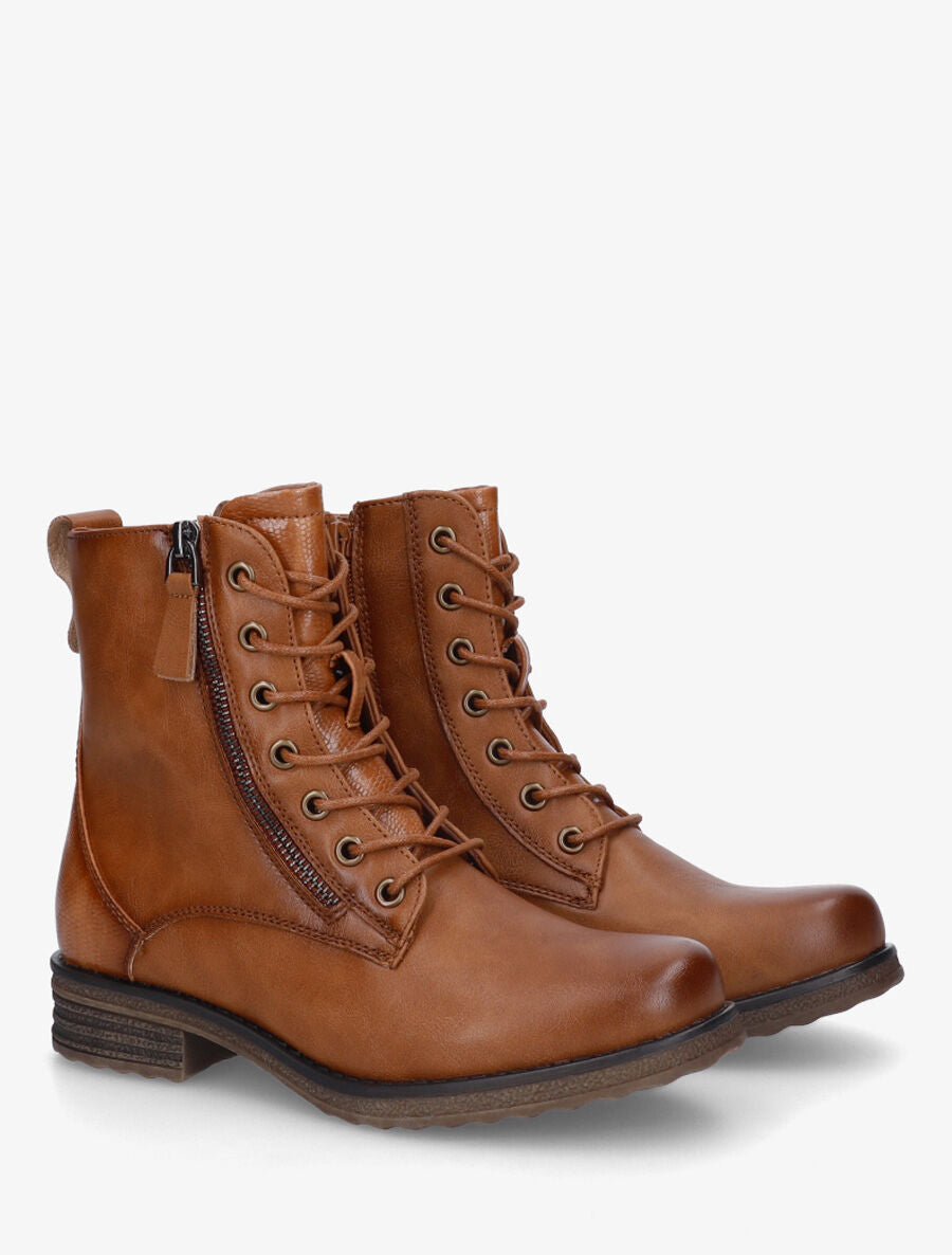 Bottines en simili à contrefort effet python - Camel - 4