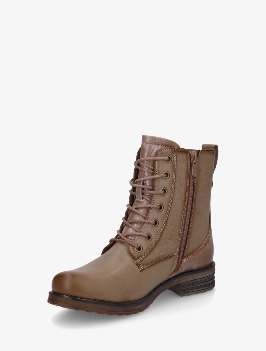Bottines en simili à contrefort effet python - Taupe - 3