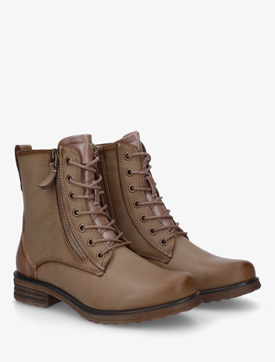 Bottines en simili à contrefort effet python - Taupe - 4