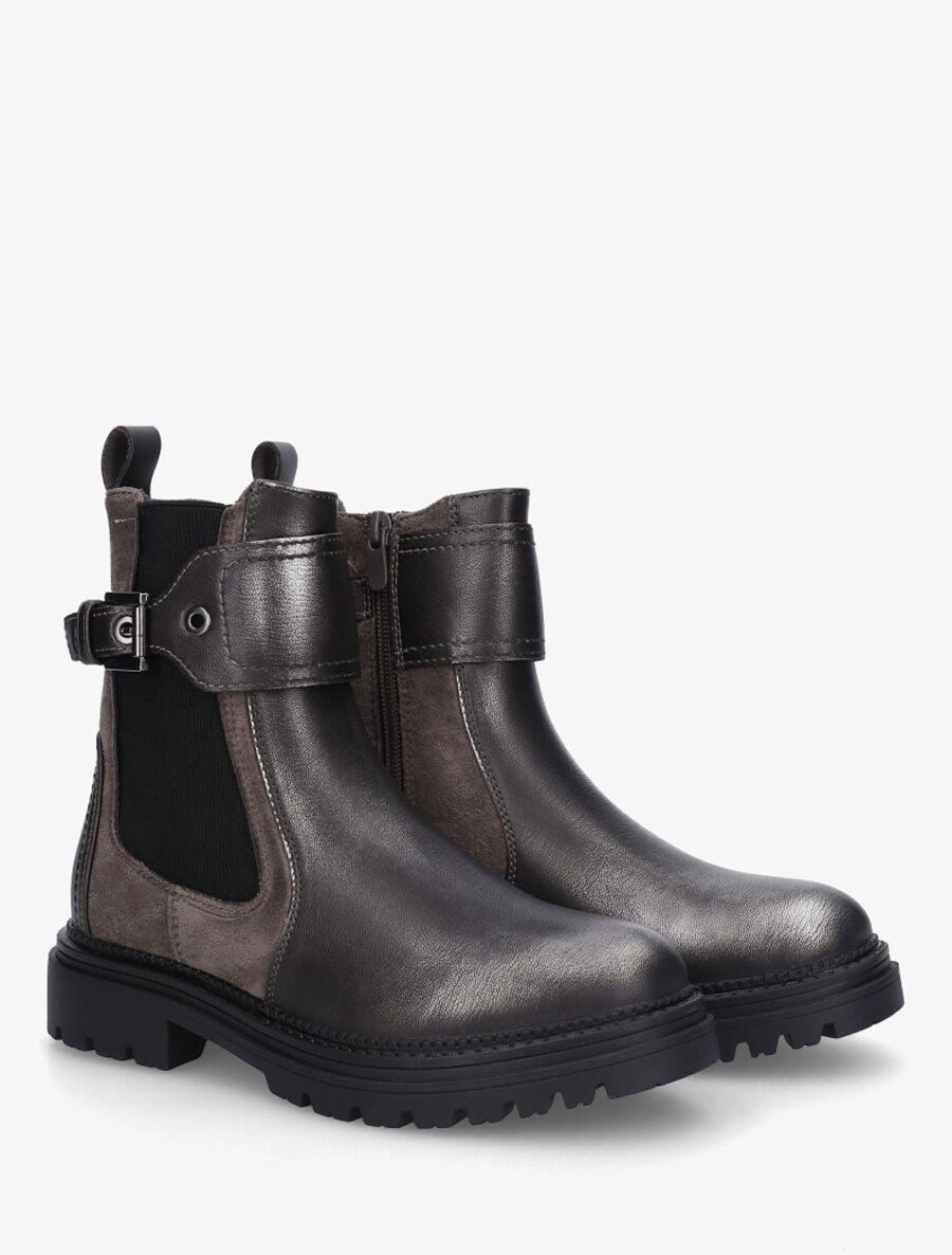Bottines sanglées en simili et suédine - Anthracite - 4