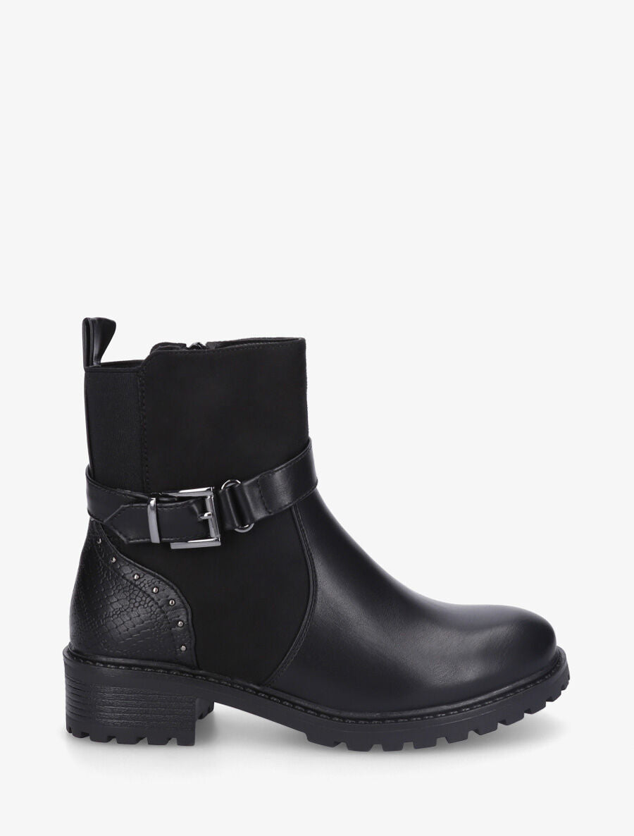 Bottines bi-matière à contrefort effet python - Noir - 5