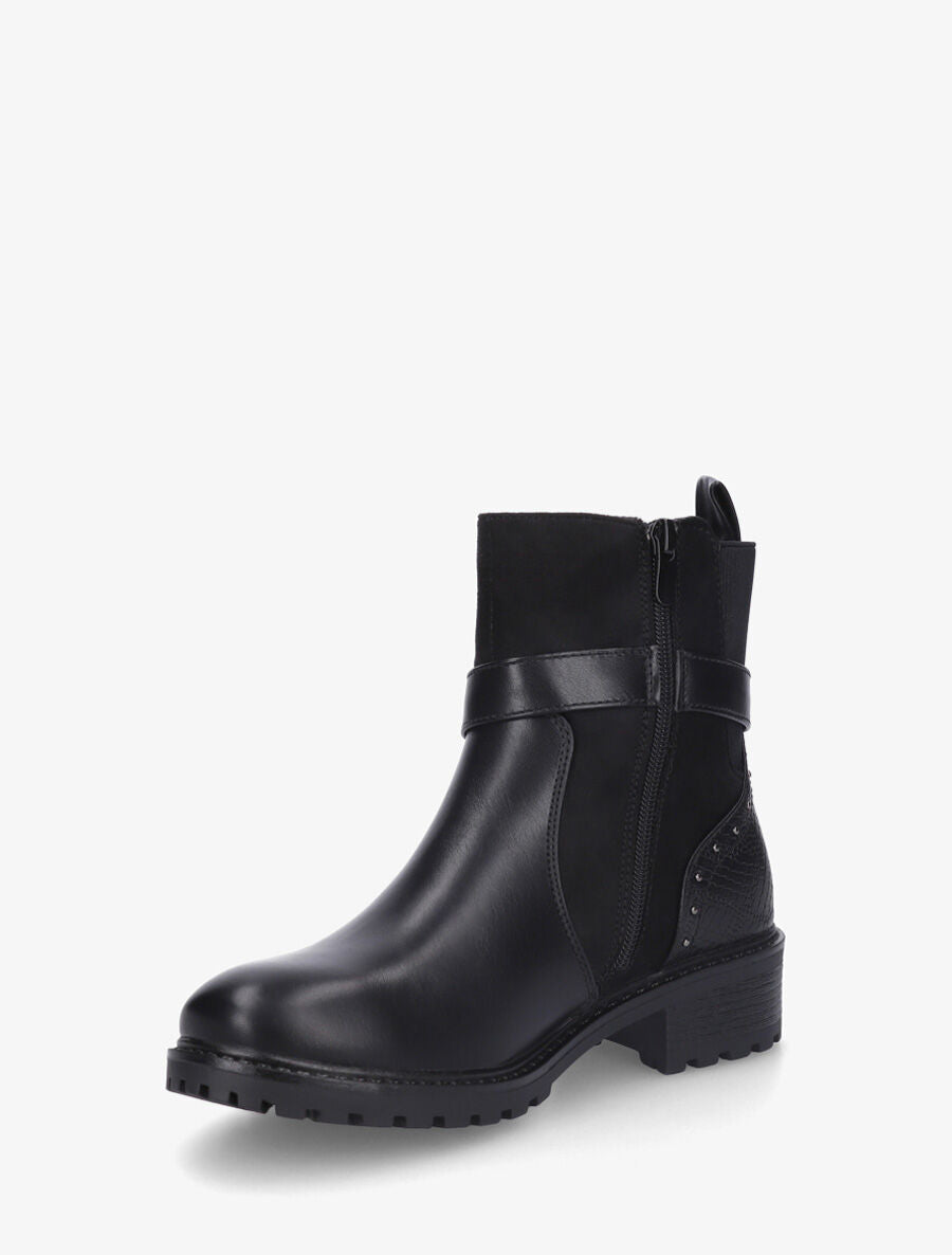 Bottines bi-matière à contrefort effet python - Noir - 3