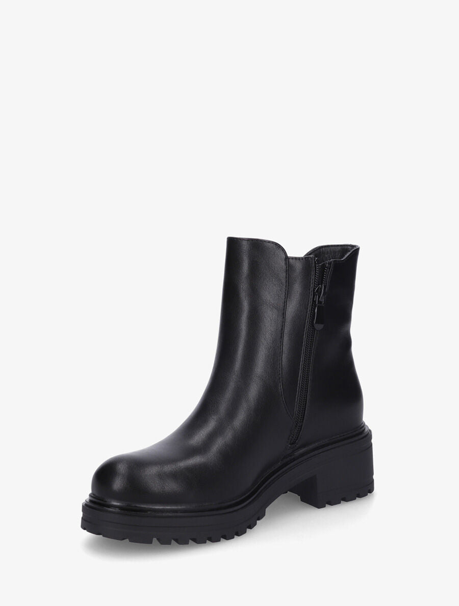 Bottines élastiquées unies en simili - Noir - 3
