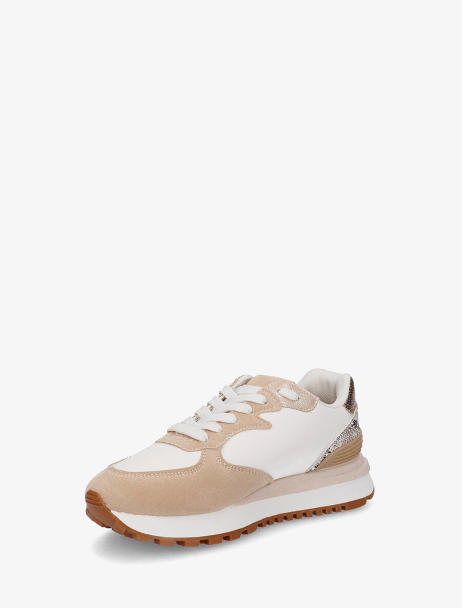 Sneakers à blocs colorés dépareillés - Beige - 3