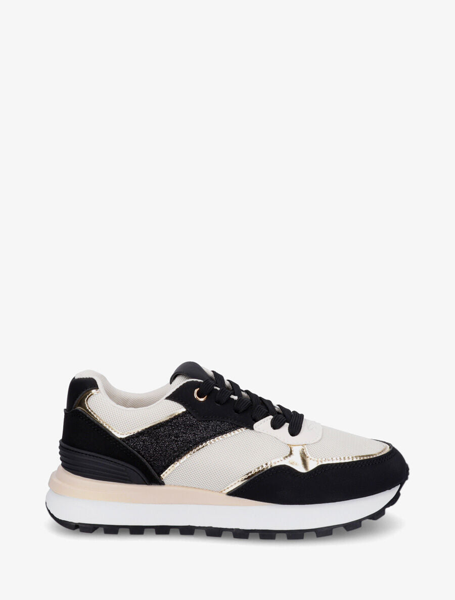 Sneakers à blocs colorés et détail pailleté - Noir - 5