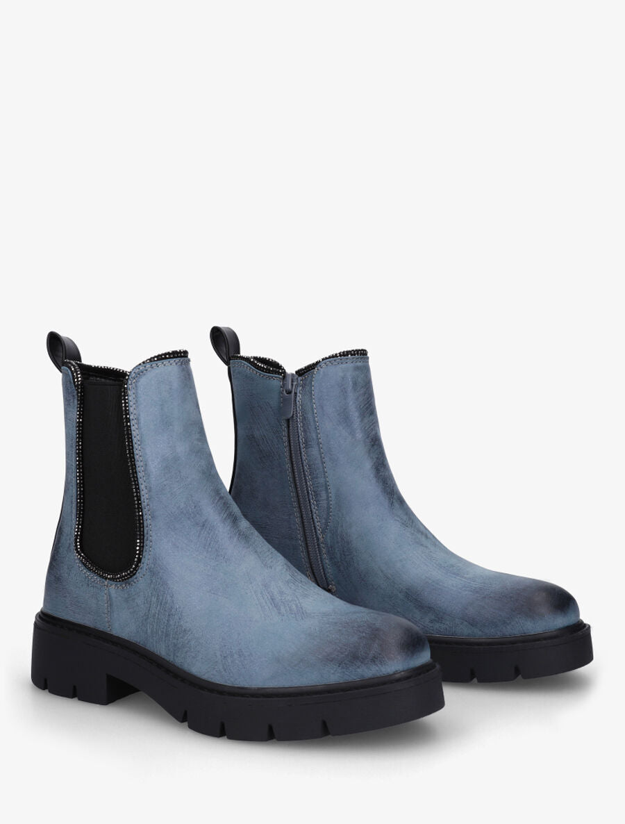 Chelsea boots à détail strass - Bleu - 4