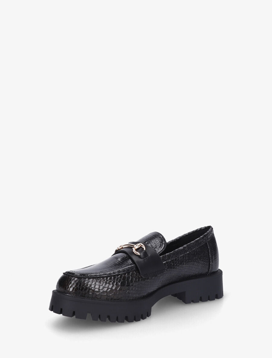 Mocassins en simili texturé effet python - Noir - 3