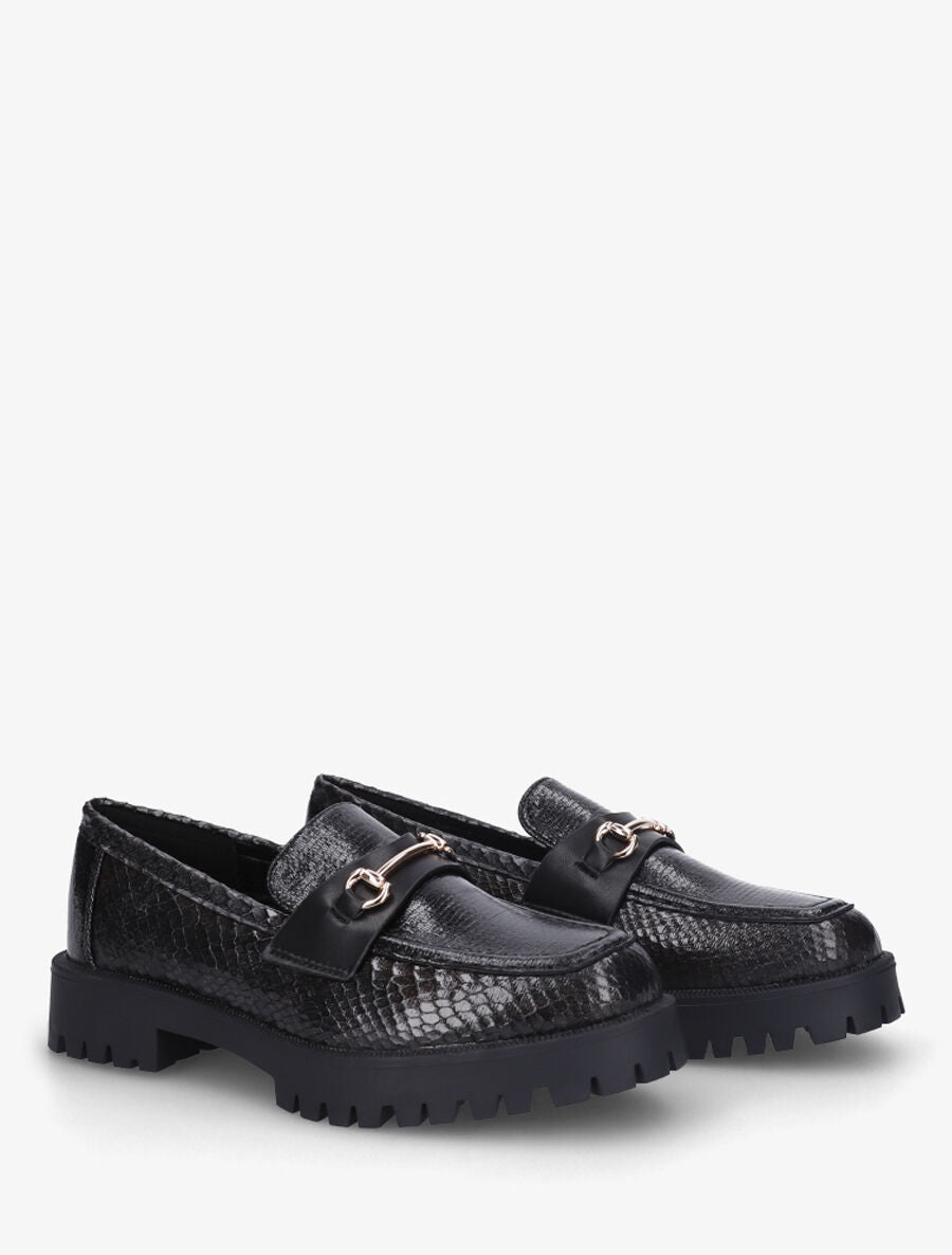 Mocassins en simili texturé effet python - Noir - 4
