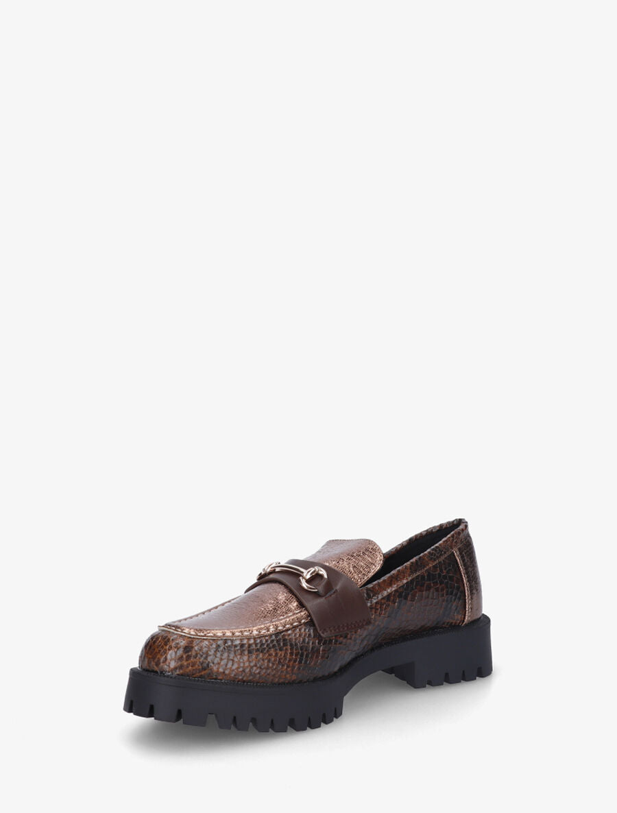 Mocassins en simili texturé effet python - Marron - 3