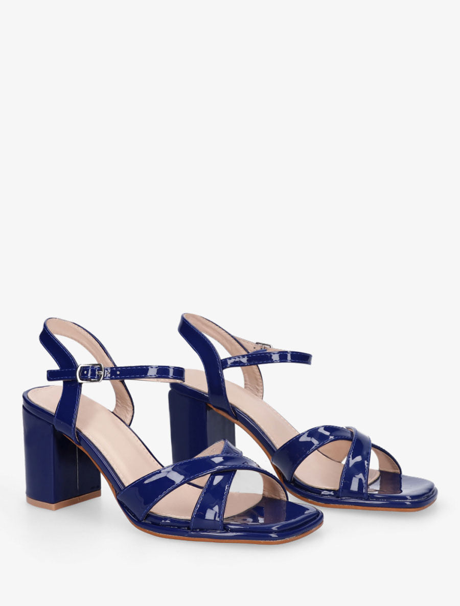 Sandales vernies à talon - Marine - 4