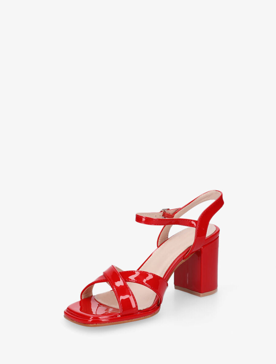 Sandales vernies à talon - Rouge - 3