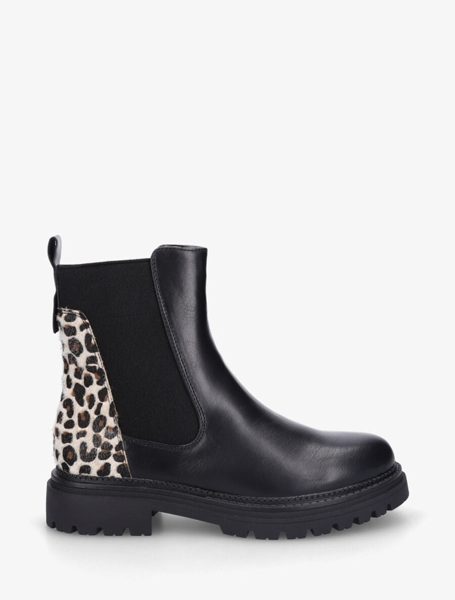Chelsea boots à contrefort imprimé léopard - Noir - 1