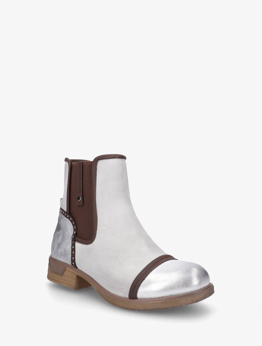 Bottines élastiquées et contrefort imprimé python - Argent - 2