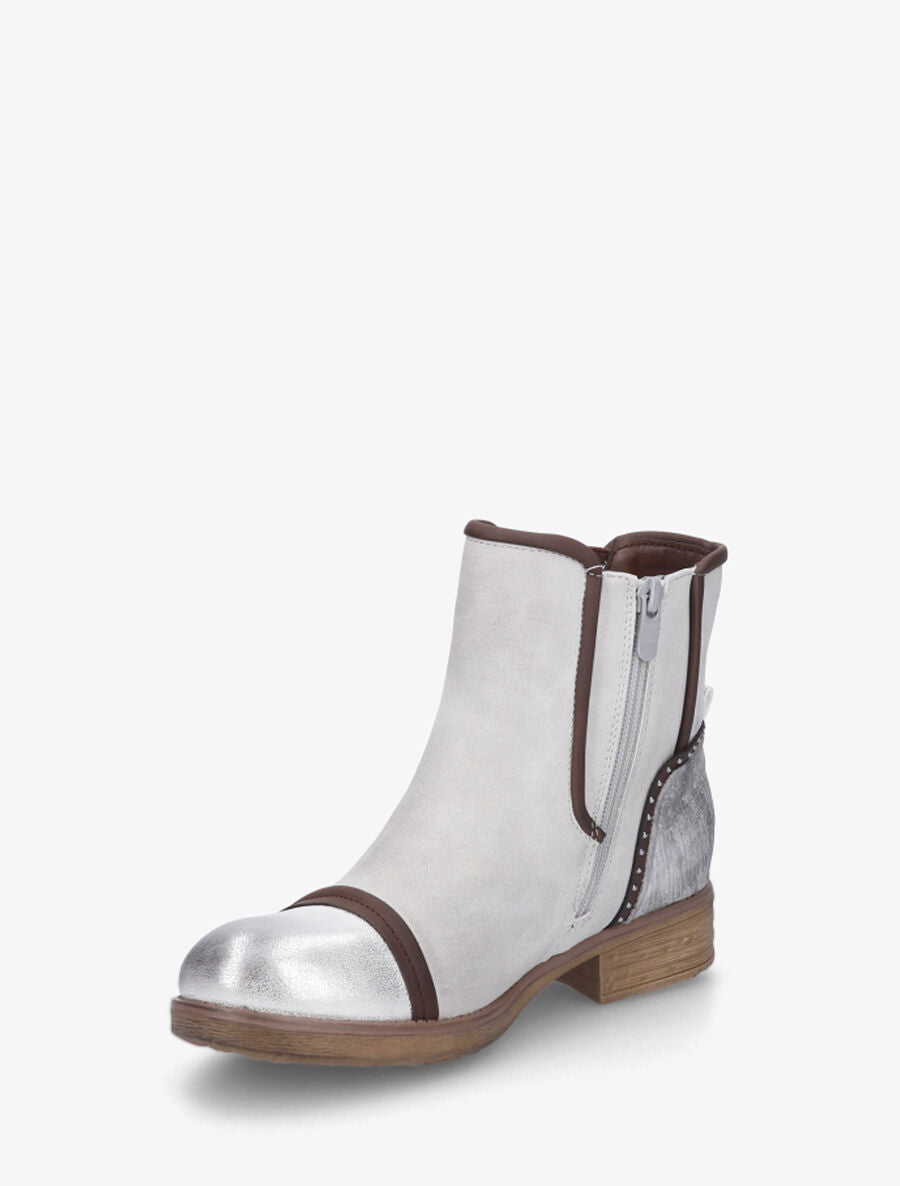 Bottines élastiquées et contrefort imprimé python - Argent - 3