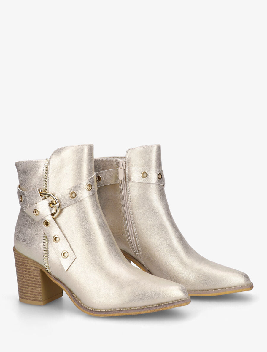 Bottines en simili à talon - Or - 4