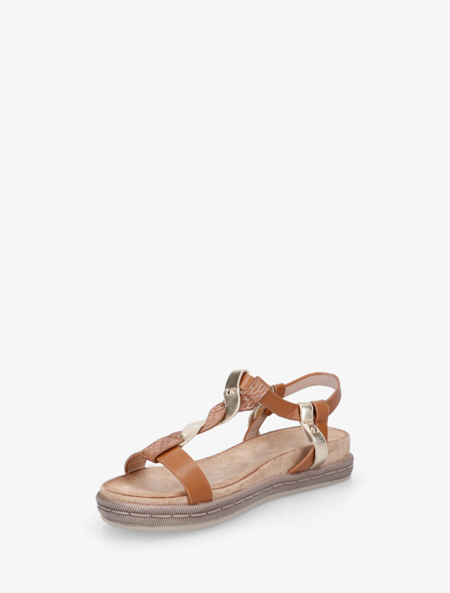 Nu-pieds en simili à brides tressées - Camel - 3