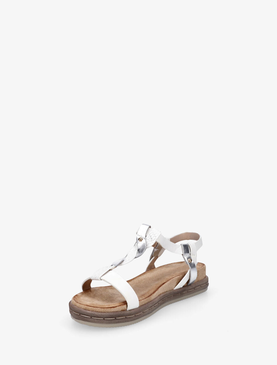 Nu-pieds en simili à brides tressées - Blanc - 3