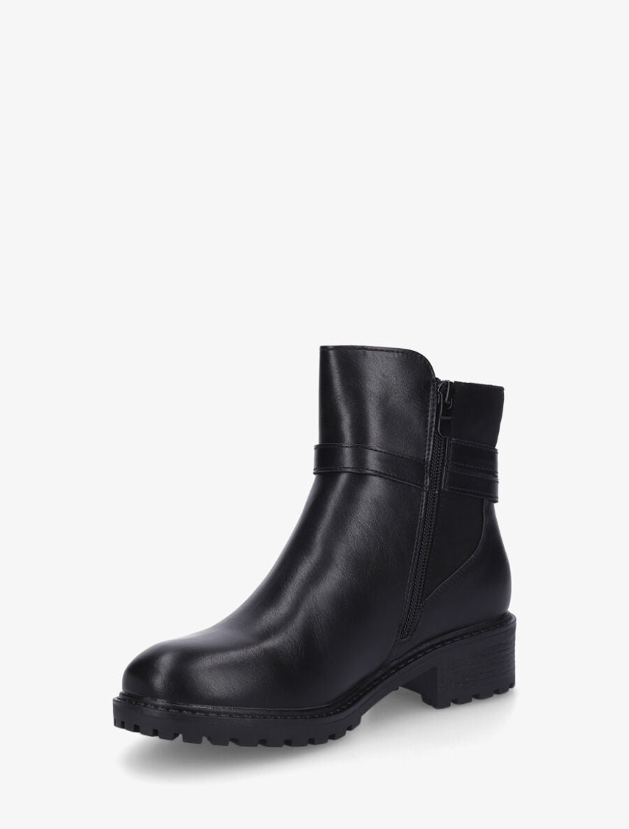 Bottines en simili à double sangles - Noir - 3