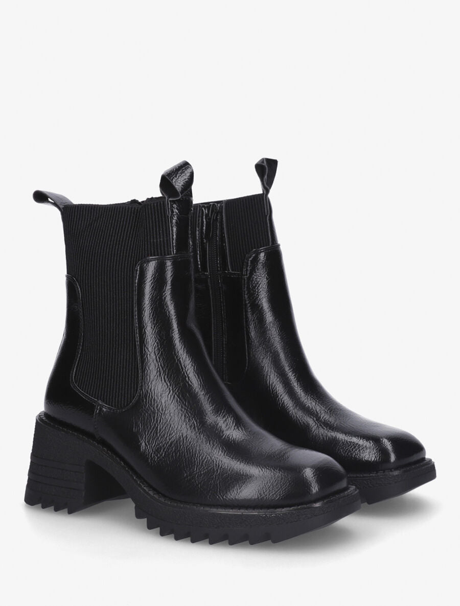 Bottines hautes à talon bloc et semelle crantés - Noir - 4