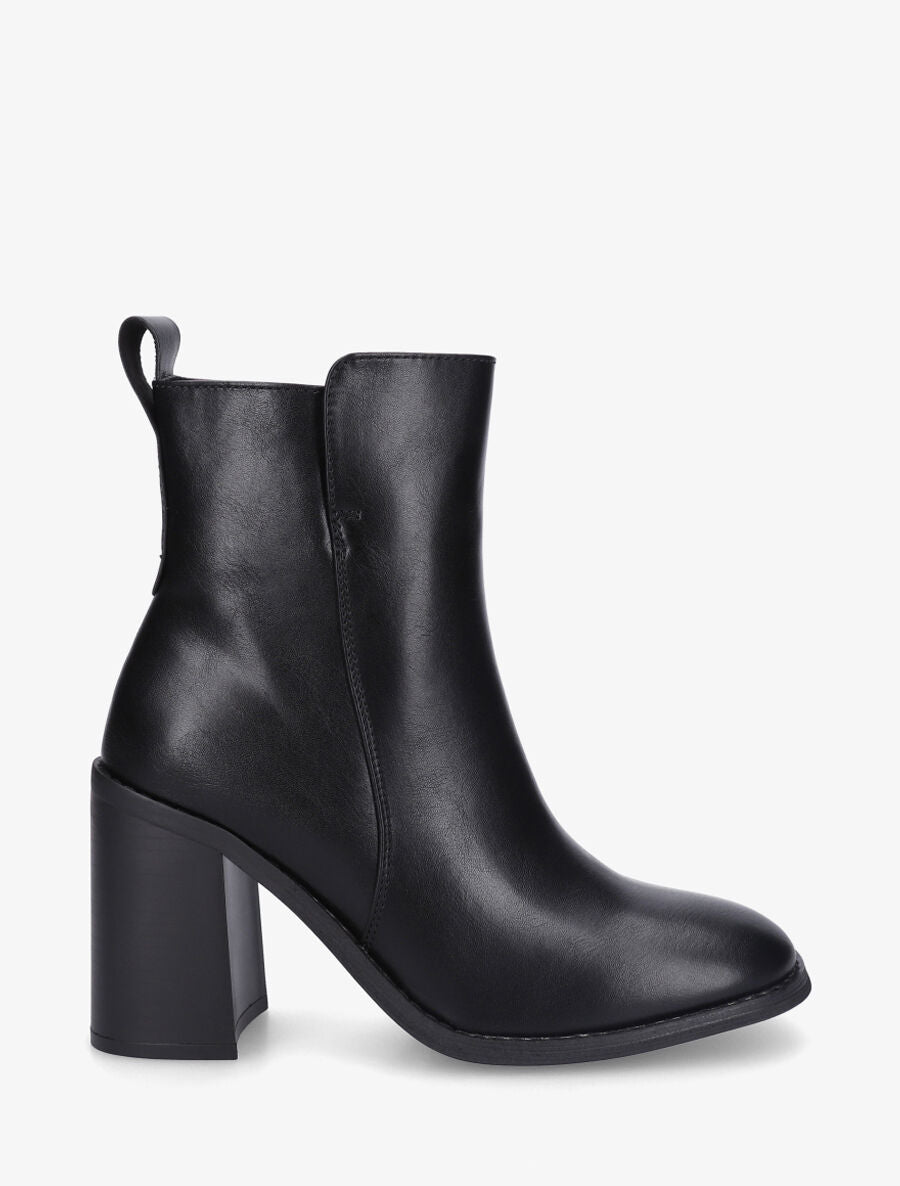 Bottines unies en simili à talon haut - Noir - 1