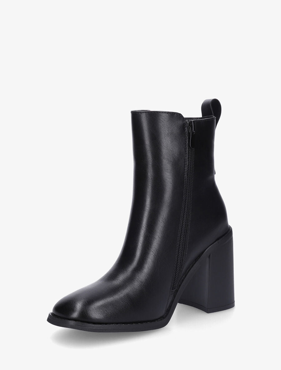 Bottines unies en simili à talon haut - Noir - 3