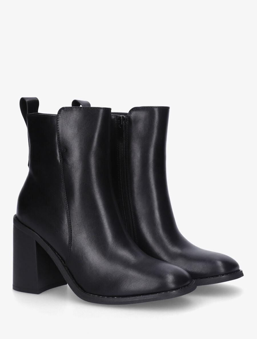 Bottines unies en simili à talon haut - Noir - 4