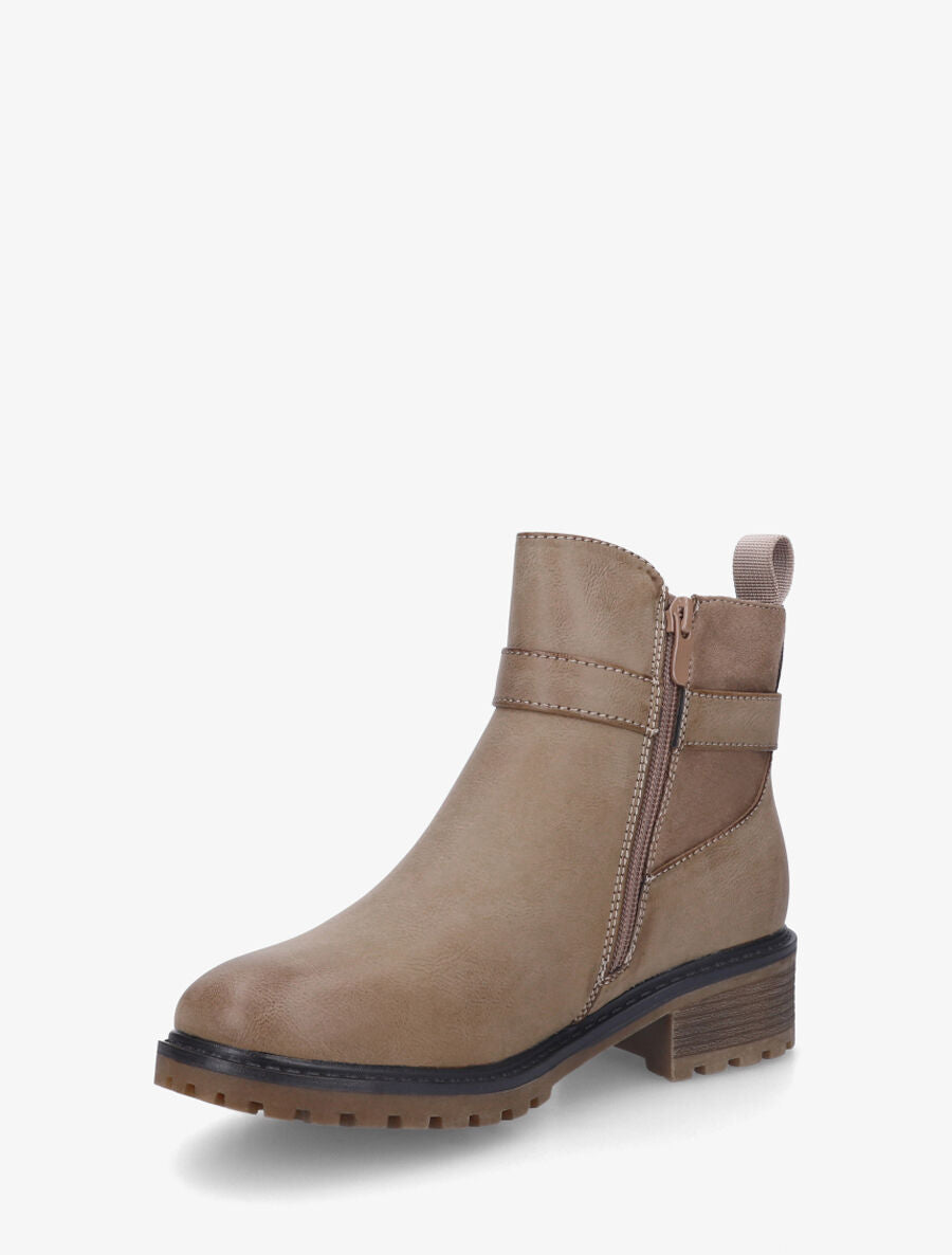 Bottines en simili à contrefort en suédine - Taupe - 3