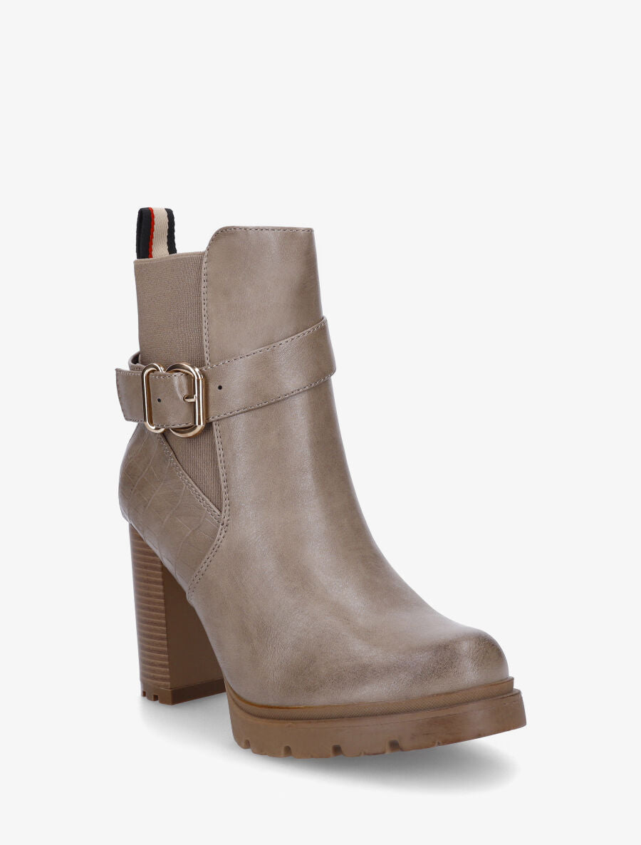 Bottines unies élastiquées à talon haut - Taupe - 2