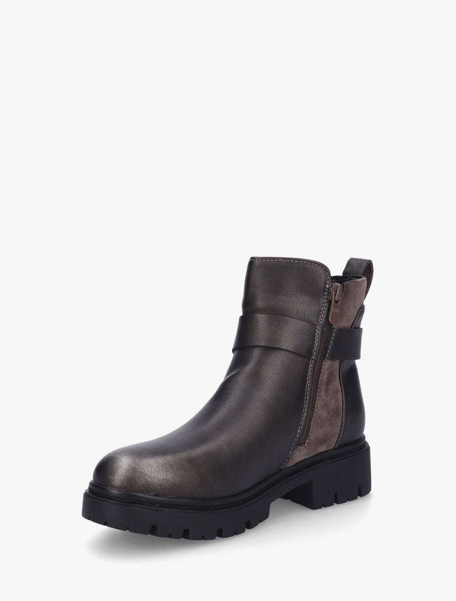 Bottines sanglées en simili et suédine - Anthracite - 3