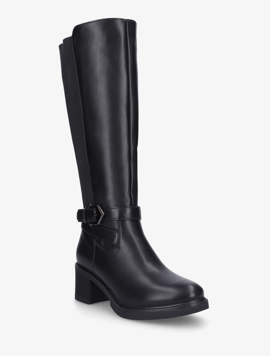 Bottes unies élastiquées sanglées - Noir - 2