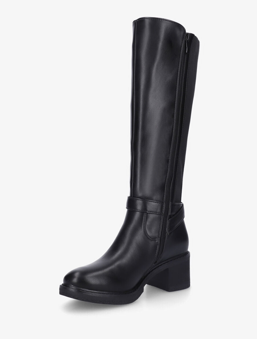 Bottes unies élastiquées sanglées - Noir - 3