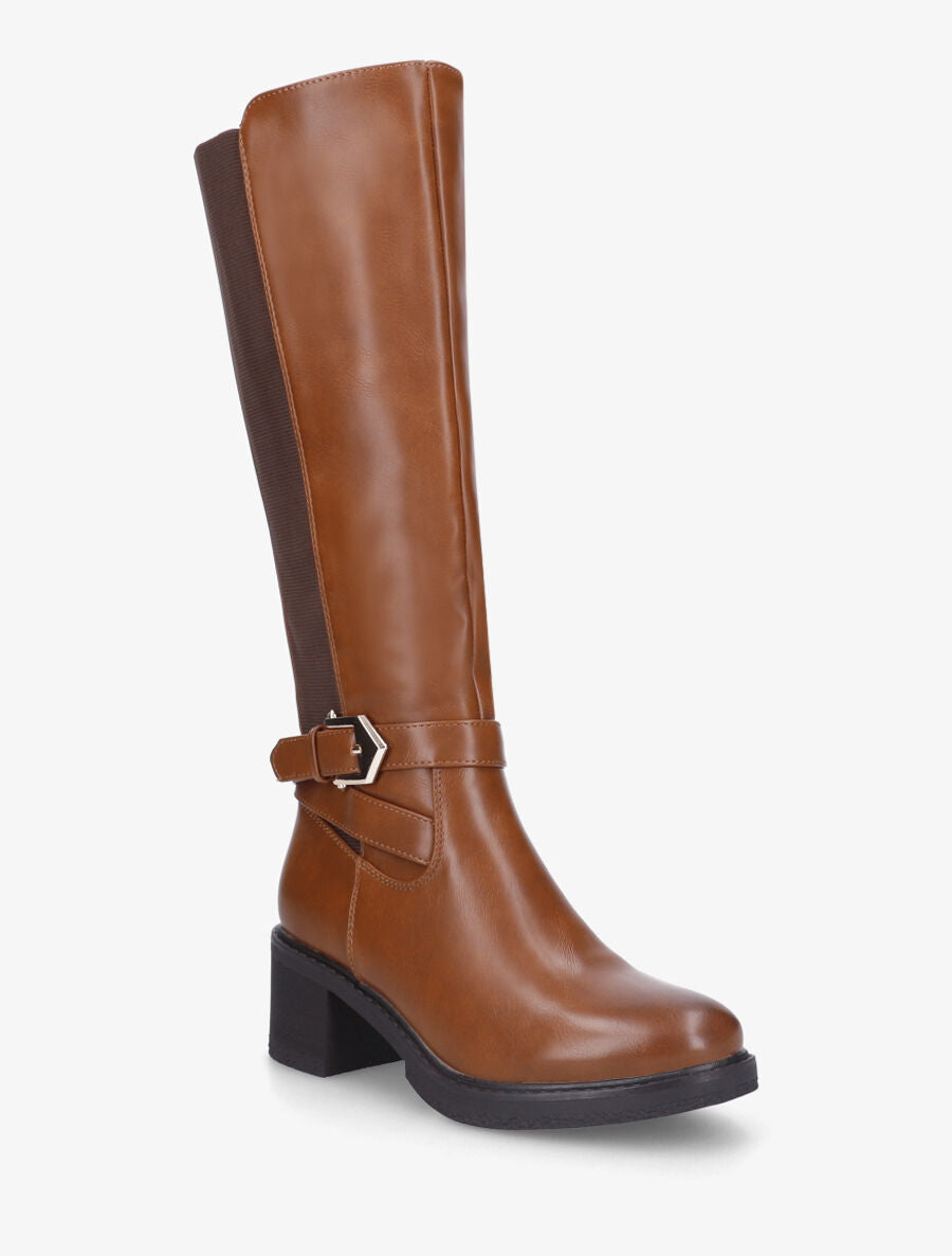 Bottes unies élastiquées sanglées - Camel - 2