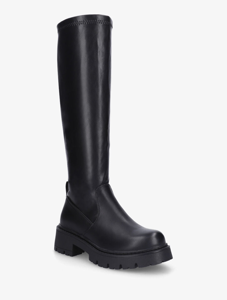 Bottes unies en simili - Noir - 2
