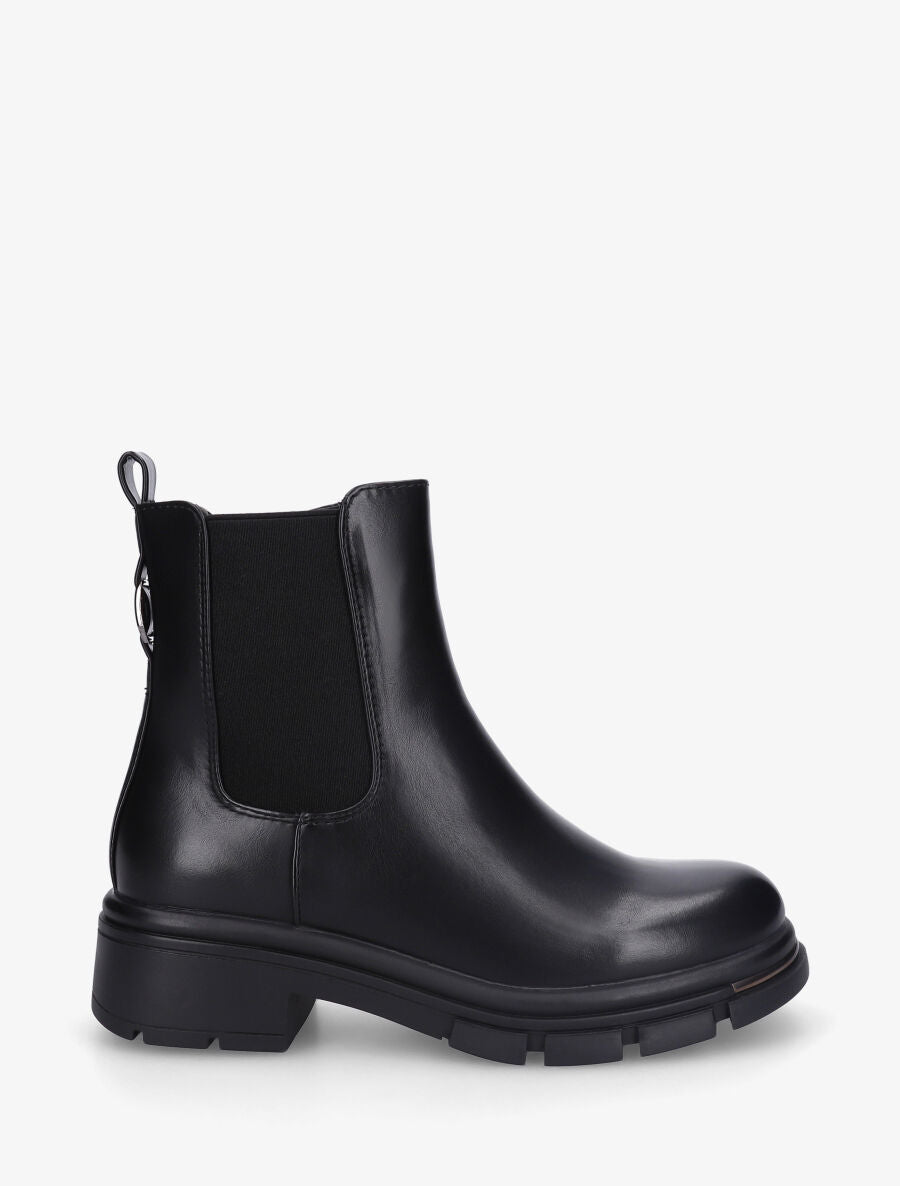 Bottines unies élastiquées à empiècement métal - Noir - 1